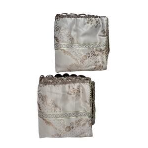 VERATEX King Pair Pillow Sham Gold Champagne Floral Ruffle Trim 20x36 Pair